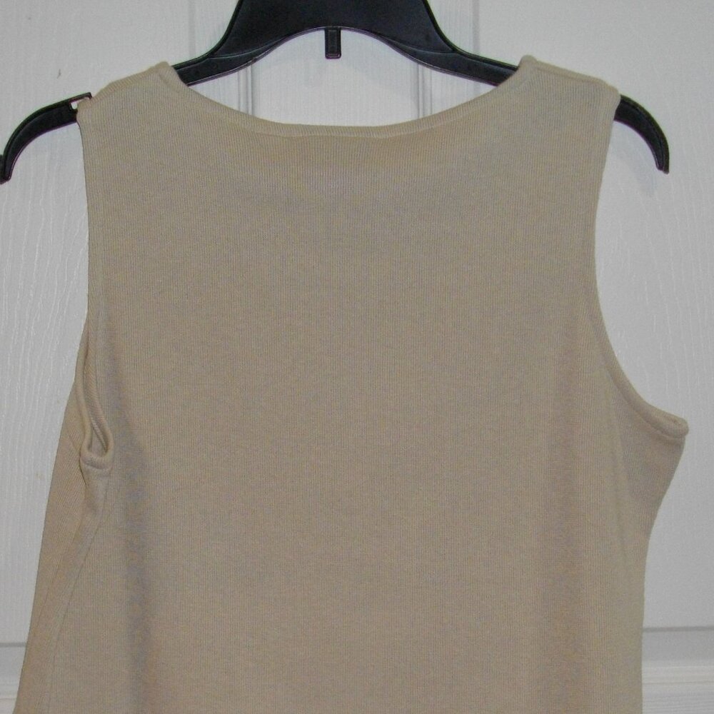 Women's European knits sleeveless sweater, tan/beige. Large.